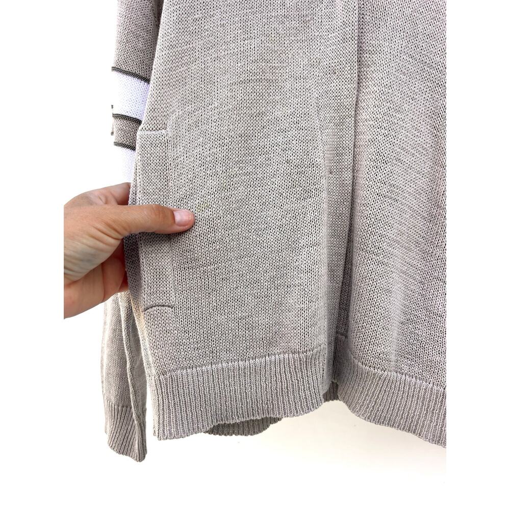 Brunello Cucinelli Cotton Knit Cardigan Sporty Preppy Stripes Small Gray - Picture 11 of 11